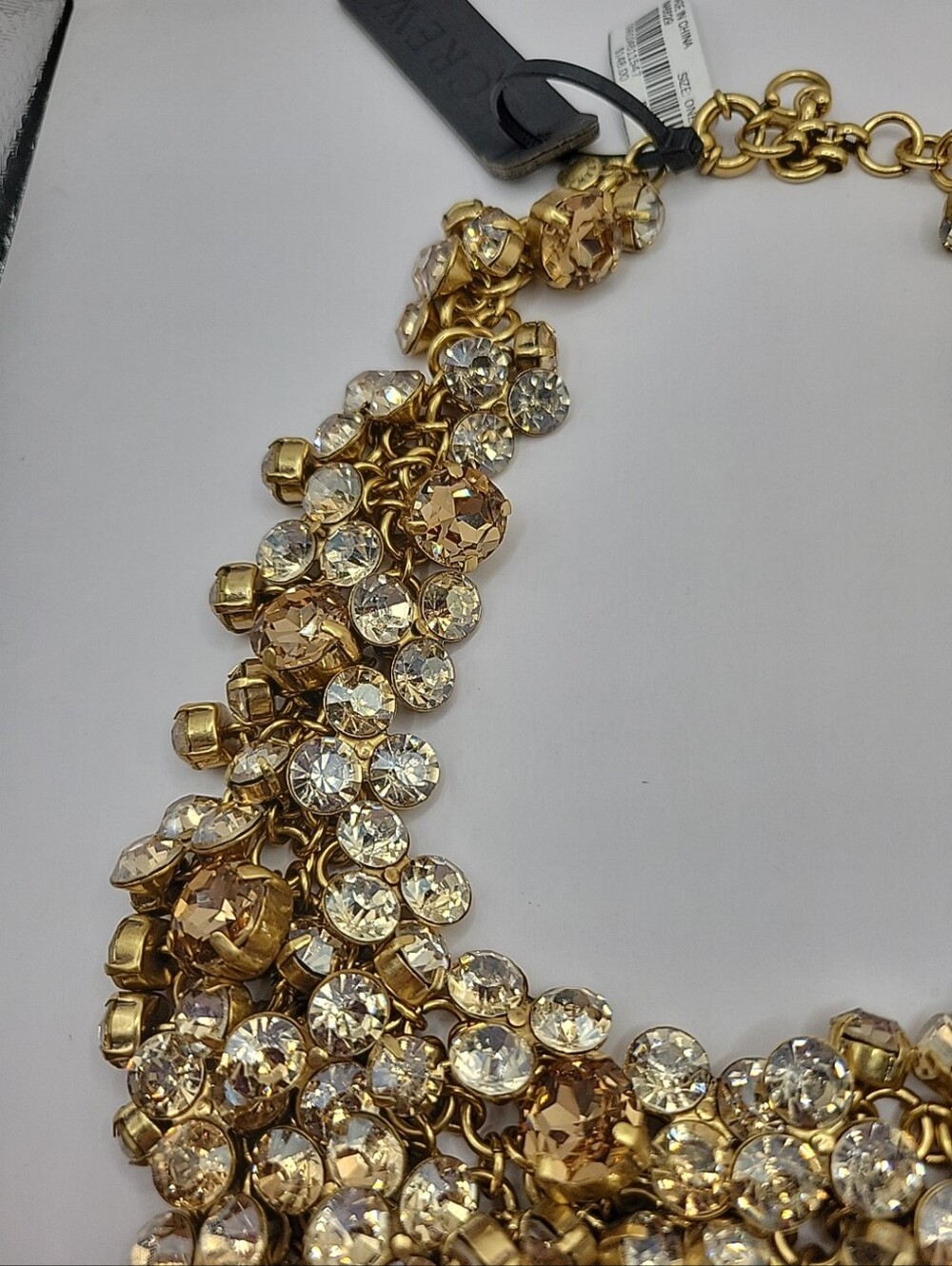 J. Crew Retired Crystal Statment Bib Necklace Champagne Rhinestones NWT. Rare - Picture 6 of 11